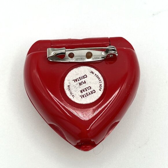 Vintage Avon Valentines Heart Lip Gloss Pin Brooch Compact with Box 1992 NOS - Picture 3 of 7